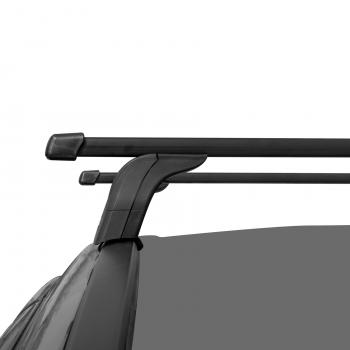 9 197 р. Багажник на крышу с низкими рейлингами сборе LUX Лада XRAY (2016-2022) (дуги прямоугольные 110 см, без замка, черный)  с доставкой в г. Калуга. Увеличить фотографию 2