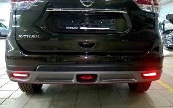 5 649 р. Накладка на задний бампер АвтоКрат  Nissan X-trail  3 T32 (2017-2022) (Неокрашенная)  с доставкой в г. Калуга. Увеличить фотографию 2