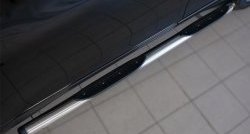 17 399 р. Защита порогов с пластиковыми вставками для ног из круглой трубы диаметром 76 мм Russtal  Nissan X-trail  3 T32 (2017-2022) (Защита порогов с со скосами на торцах (вариант 1))  с доставкой в г. Калуга. Увеличить фотографию 5