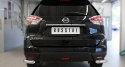 Защита заднего бампера (Ø63 мм уголки, нержавейка) Russtal Nissan X-trail 3 T32 рестайлинг (2017-2022)