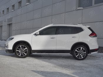 15 299 р. Защита порогов (Ø75x42 мм с проступью) Russtal Nissan X-trail 3 T32 рестайлинг (2017-2022)  с доставкой в г. Калуга. Увеличить фотографию 2