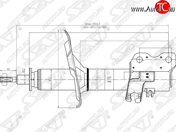 4 199 р. Правый амортизатор передний SAT  Nissan X-trail  1 T30 (2000-2003) дорестайлинг  с доставкой в г. Калуга