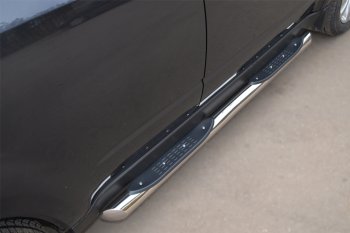 21 999 р. Защита порогов с проступями Russtal (труба D76 мм)  Nissan X-trail  2 T31 (2007-2011) (Защита порогов с со скосами на торцах (вариант 1))  с доставкой в г. Калуга. Увеличить фотографию 2