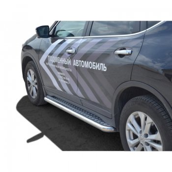 11 299 р. Защита порогов ТехноСфера (Техно Сфера) (Сталь с покрытием, с алюминиевым листом, d63.5 mm)  Nissan X-trail ( 2 T31,  3 T32) (2010-2022) (цвет: Серебристый)  с доставкой в г. Калуга. Увеличить фотографию 1
