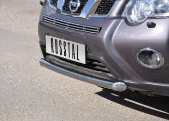 11 999 р. Защита переднего бампера (Ø63 мм короткая, нержавейка) Russtal Nissan X-trail 2 T31 рестайлинг (2010-2015)  с доставкой в г. Калуга. Увеличить фотографию 2