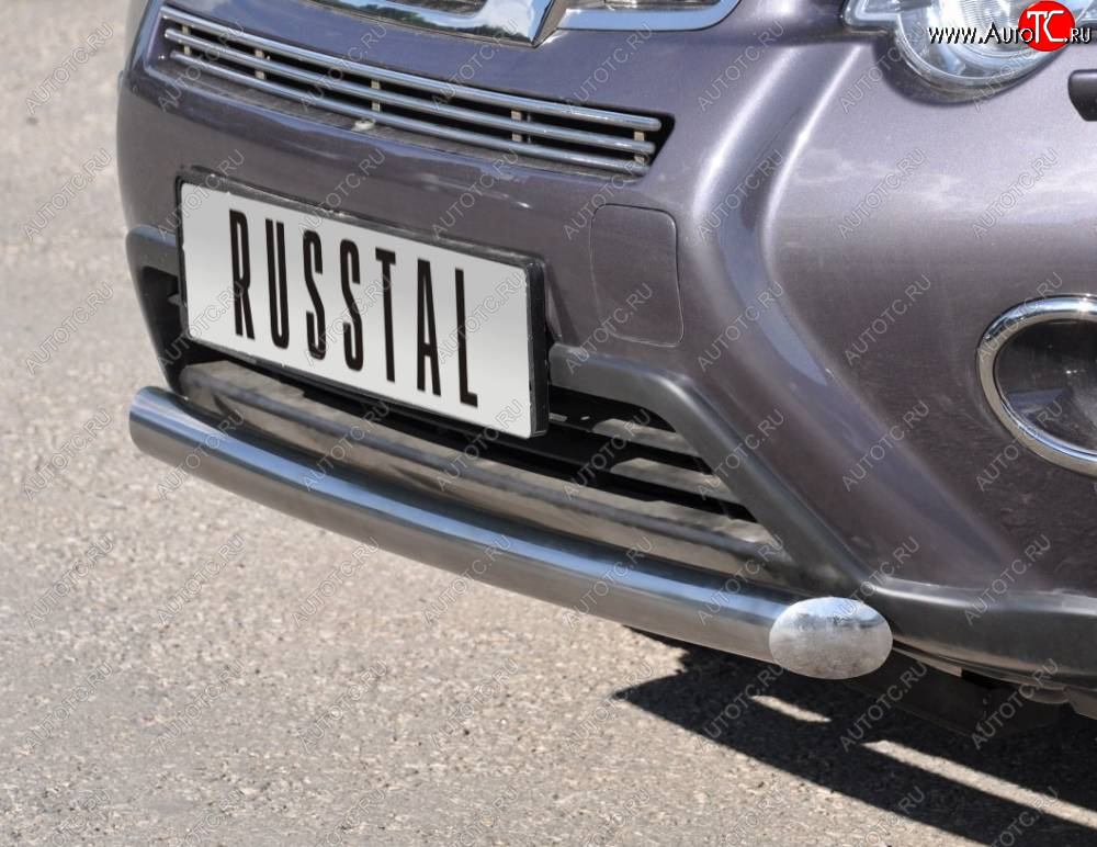 13 549 р. Защита переднего бампера (Ø76 мм, нержавейка) Russtal  Nissan X-trail  2 T31 (2010-2015)  с доставкой в г. Калуга