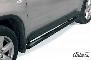 10 520 р. Защита штатных порогов Arbori (с проступью и скосами, черная, d76 mm). Nissan X-trail 2 T31 дорестайлинг (2007-2011)  с доставкой в г. Калуга. Увеличить фотографию 1