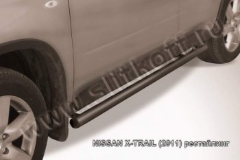 7 749 р. Защита порогов Slitkoff  Nissan X-trail  2 T31 (2007-2011) (Цвет: серебристый)  с доставкой в г. Калуга. Увеличить фотографию 1