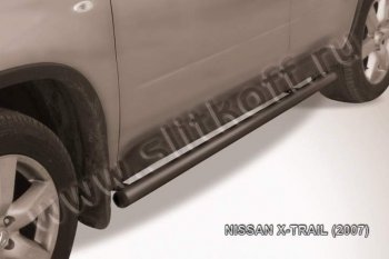 7 749 р. Защита порогов Slitkoff  Nissan X-trail  2 T31 (2007-2011) (Цвет: серебристый)  с доставкой в г. Калуга. Увеличить фотографию 1
