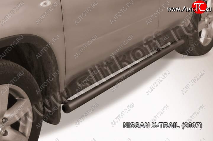 7 749 р. Защита порогов Slitkoff  Nissan X-trail  2 T31 (2007-2011) (Цвет: серебристый)  с доставкой в г. Калуга