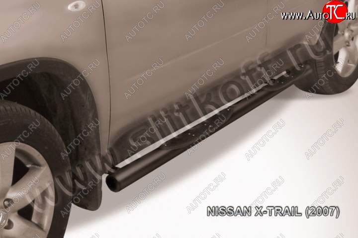 9 749 р. Защита порогов Slitkoff  Nissan X-trail  2 T31 (2007-2011) (Цвет: серебристый)  с доставкой в г. Калуга