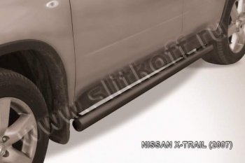 8 349 р. Защита порогов Slitkoff  Nissan X-trail  2 T31 (2007-2011) (Цвет: серебристый)  с доставкой в г. Калуга. Увеличить фотографию 1