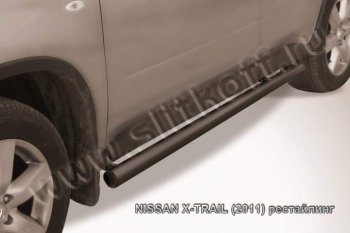 8 349 р. Защита порогов Slitkoff  Nissan X-trail  2 T31 (2007-2011) (Цвет: серебристый)  с доставкой в г. Калуга. Увеличить фотографию 1