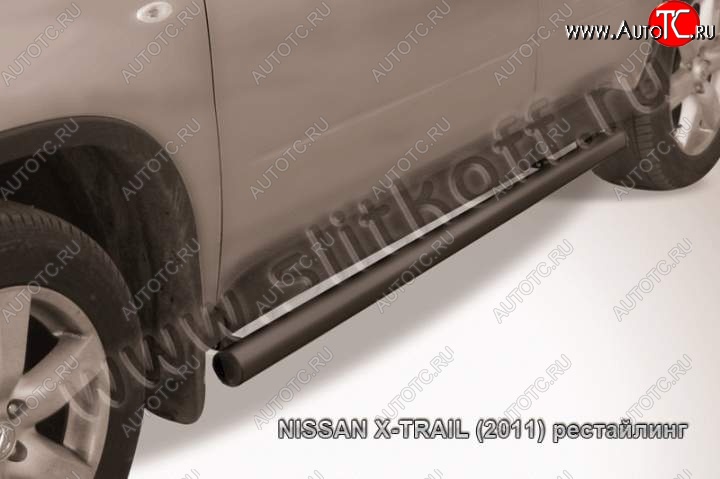 8 349 р. Защита порогов Slitkoff Nissan X-trail 2 T31 дорестайлинг (2007-2011) (Цвет: серебристый)  с доставкой в г. Калуга