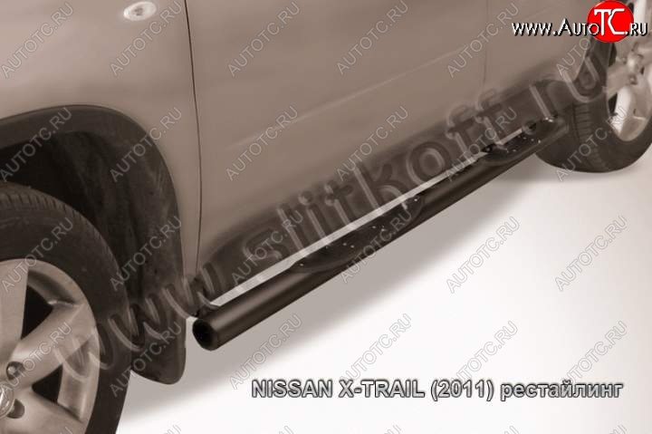 9 749 р. Защита порогов Slitkoff  Nissan X-trail  2 T31 (2007-2011) (Цвет: серебристый)  с доставкой в г. Калуга