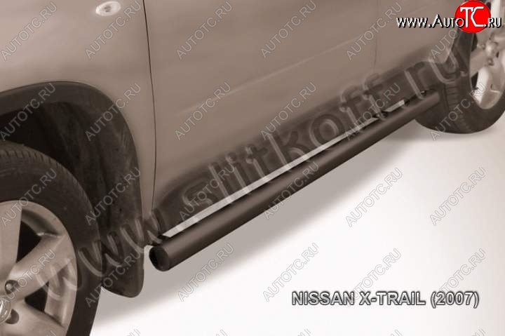 8 349 р. Защита порогов Slitkoff  Nissan X-trail  2 T31 (2007-2011) (Цвет: серебристый)  с доставкой в г. Калуга