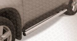11 949 р. Защита порогов из круглой трубы диаметром 76 мм Slitkoff  Nissan X-trail  2 T31 (2007-2011) (Цвет: нержавеющая полированная сталь)  с доставкой в г. Калуга. Увеличить фотографию 1
