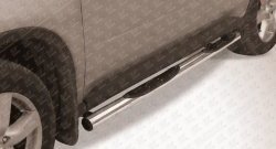 13 949 р. Защита порогов с пластиковыми вставками Slitkoff (d76, нержавейка)  Nissan X-trail  2 T31 (2007-2011) (Цвет: нержавеющая полированная сталь)  с доставкой в г. Калуга. Увеличить фотографию 1