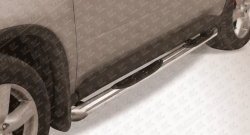 14 649 р. Защита порогов с пластиковыми вставками для ног из круглой трубы диаметром 76 мм с торцевыми скосами Slitkoff  Nissan X-trail  2 T31 (2007-2011) (Цвет: нержавеющая полированная сталь)  с доставкой в г. Калуга. Увеличить фотографию 1