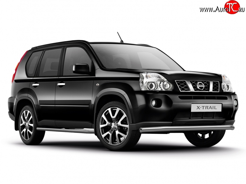 8 199 р. Широкая защита порогов Petroil Tuning Nissan X-trail 2 T31 дорестайлинг (2007-2011)  с доставкой в г. Калуга