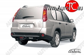 5 399 р. Защита заднего бампера Arbori (черная, 1 труба d57 mm). Nissan X-trail 2 T31 дорестайлинг (2007-2011) (дорестайлинг)  с доставкой в г. Калуга