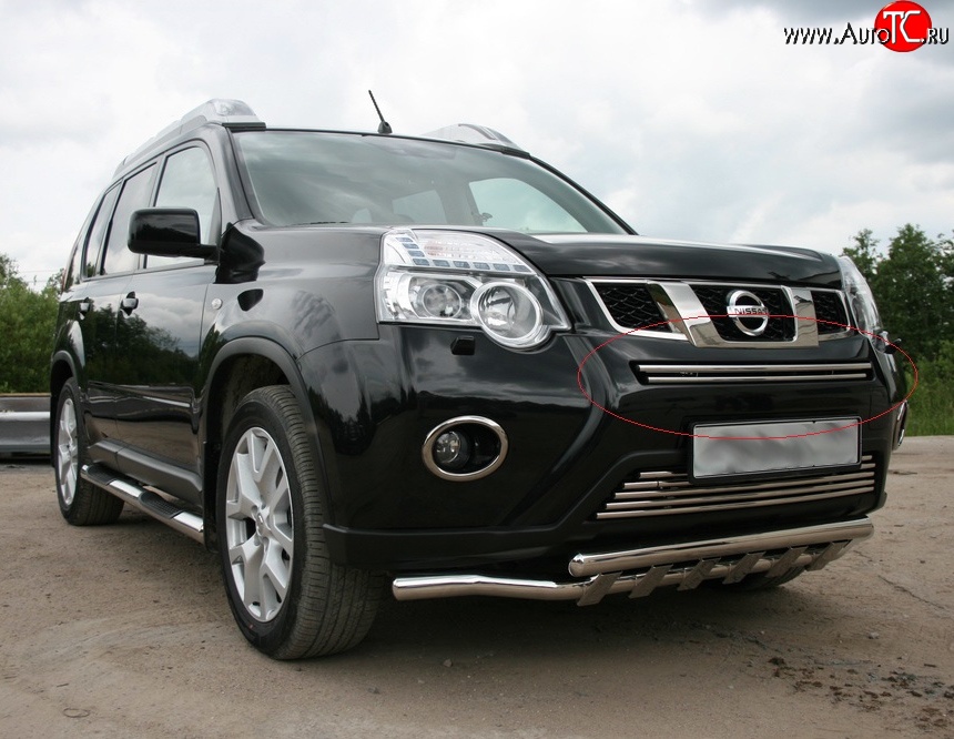 2 204 р. Декоративная вставка воздухозаборника Novline (d16 мм, верхняя) Nissan X-trail 2 T31 рестайлинг (2010-2015)  с доставкой в г. Калуга