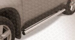 11 949 р. Защита порогов из круглой трубы диаметром 76 мм Slitkoff  Nissan X-trail  2 T31 (2010-2015) (Цвет: нержавеющая полированная сталь)  с доставкой в г. Калуга. Увеличить фотографию 1