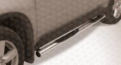 Защита порогов с пластиковыми вставками для ног из круглой трубы диаметром 76 мм Slitkoff Nissan X-trail 2 T31 рестайлинг (2010-2015)