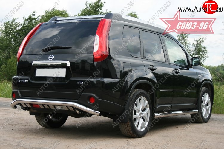 16 244 р. Защита заднего бампера Souz-96 (d60 с элементами из профиля) Nissan X-trail 2 T31 рестайлинг (2010-2015)  с доставкой в г. Калуга