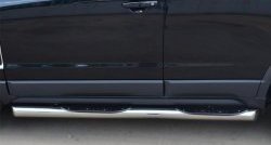 18 799 р. Защита порогов с пластиковыми вставками для ног из круглой трубы диаметром 76 мм Russtal  Opel Antara (2010-2015) (Защита порогов с со скосами на торцах (вариант 1))  с доставкой в г. Калуга. Увеличить фотографию 1