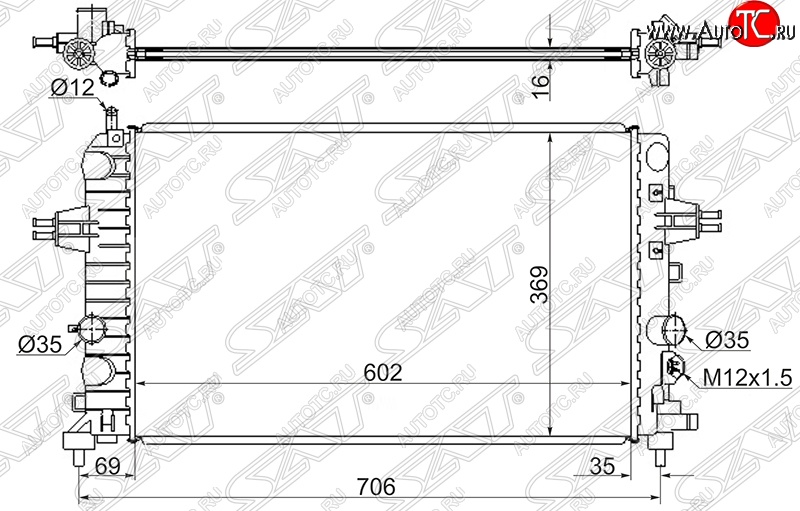 4 849 р. Радиатор двигателя SAT Opel Astra H универсал (2004-2007)  с доставкой в г. Калуга