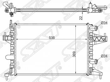Радиатор двигателя (пластинчатый, 1.0/1.2/1.4, МКПП) SAT Opel Corsa C (2000-2006)