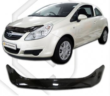 2 349 р. Дефлектор капота CA-Plastiс  Opel Corsa  D (2006-2010) (Classic черный, Без надписи)  с доставкой в г. Калуга. Увеличить фотографию 1