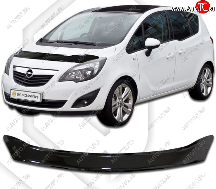 2 079 р. Дефлектор капота CA-Plastic  Opel Meriva  B (2010-2013) (Classic черный, Без надписи)  с доставкой в г. Калуга