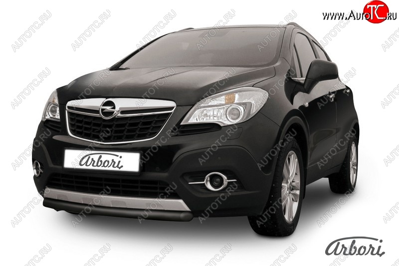 5 849 р. Защита переднего бампера Arbori (короткая, черная, 1 труба d57 mm). Opel Mokka  дорестайлинг (2012-2016)  с доставкой в г. Калуга