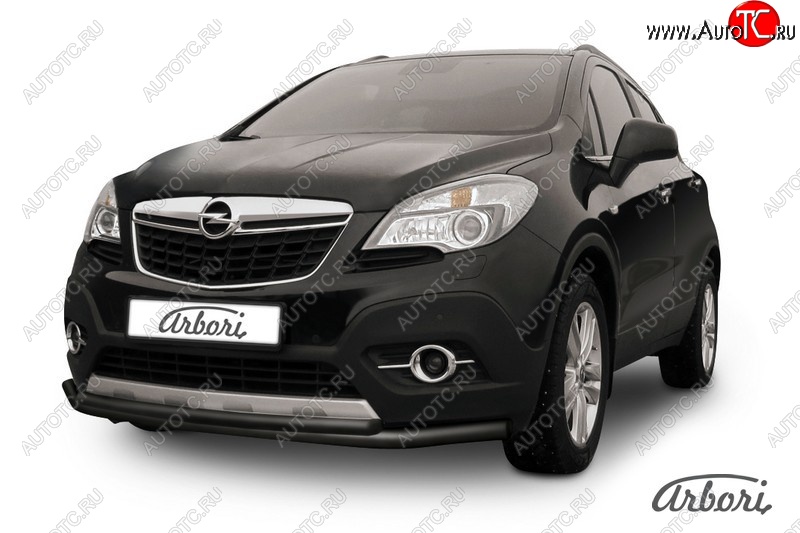 7 559 р. Защита переднего бампера Arbori (черная, 2 трубы d57 и 42 mm) Opel Mokka  дорестайлинг (2012-2016)  с доставкой в г. Калуга