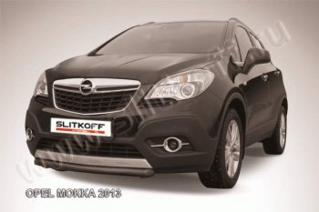 6 199 р. Защита переднего бампер Slitkoff  Opel Mokka (2012-2016) (Цвет: серебристый)  с доставкой в г. Калуга. Увеличить фотографию 1