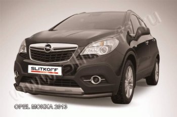 7 999 р. Защита переднего бампер Slitkoff  Opel Mokka (2012-2016) (Цвет: серебристый)  с доставкой в г. Калуга. Увеличить фотографию 1