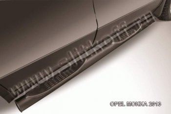 9 749 р. Защита порогов Slitkoff Opel Mokka  дорестайлинг (2012-2016) (Цвет: серебристый)  с доставкой в г. Калуга. Увеличить фотографию 1
