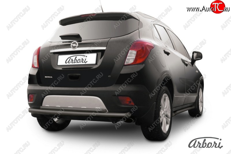 6 749 р. Защита заднего бампера Arbori (черная, 2 трубы d57 и 42 mm). Opel Mokka  дорестайлинг (2012-2016)  с доставкой в г. Калуга