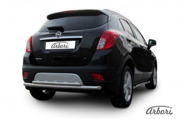 12 869 р. Защита заднего бампера Arbori (нержавейка, 2 трубы d57 и 42 mm). Opel Mokka  дорестайлинг (2012-2016)  с доставкой в г. Калуга. Увеличить фотографию 2