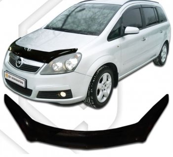2 349 р. Дефлектор капота CA-Plastiс exclusive  Opel Zafira  В (2005-2008) (Classic черный, Без надписи)  с доставкой в г. Калуга. Увеличить фотографию 1