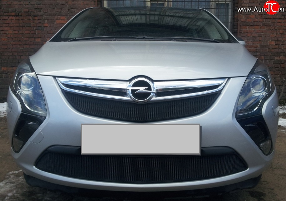 1 469 р. Нижняя сетка на бампер Russtal (черная) Opel Zafira С дорестайлинг (2011-2016)  с доставкой в г. Калуга