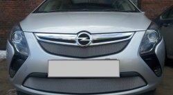 1 539 р. Нижняя сетка на бампер Russtal (хром)  Opel Zafira  С (2011-2016)  с доставкой в г. Калуга. Увеличить фотографию 1
