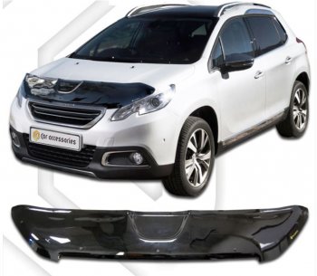 2 349 р. Дефлектор капота CA-Plastic  Peugeot 2008 (2013-2016) (Classic черный, Без надписи)  с доставкой в г. Калуга. Увеличить фотографию 1