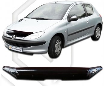 1 989 р. Дефлектор капота CA-Plastiс  Peugeot 206 ( хэтчбэк 5 дв.,  хэтчбэк 3 дв.,  универсал) (1998-2009) (Classic черный, Без надписи)  с доставкой в г. Калуга. Увеличить фотографию 1