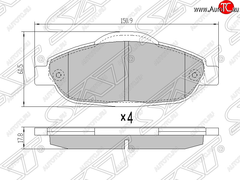 1 059 р. Колодки тормозные SAT (передние) Peugeot 308 T9 хэтчбек 5 дв. дорестайлинг (2013-2018)  с доставкой в г. Калуга