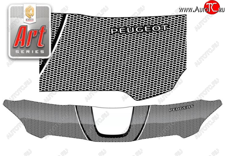 2 499 р. Дефлектор капота CA-Plastiс  Peugeot 301 (2012-2017) (Серия Art белая)  с доставкой в г. Калуга