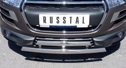 22 299 р. Защита переднего бампера (2 трубыØ75х42 мм, нержавейка) Russtal  Peugeot 4008 (2012-2017)  с доставкой в г. Калуга. Увеличить фотографию 1
