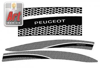2 349 р. Дефлектора окон CA-Plastic  Peugeot 408 (2010-2017) (Серия Art белая, Без хром.молдинга)  с доставкой в г. Калуга. Увеличить фотографию 1